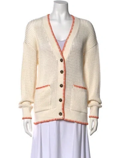 Pre-owned White + Warren V-neck Sweater W/ Tags In Neutral