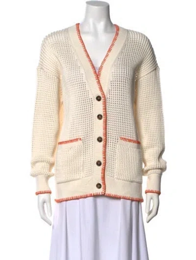 Pre-owned White + Warren V-neck Sweater W/ Tags In Neutral