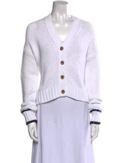 Pre-owned White + Warren V-neck Sweater In White