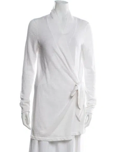 Pre-owned White + Warren V-neck Sweater In White