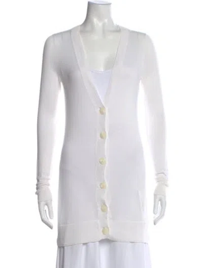 Pre-owned White + Warren V-neck Sweater In White