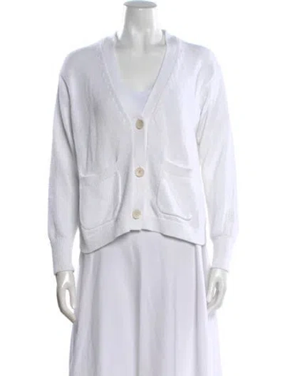 Pre-owned White + Warren V-neck Sweater In White