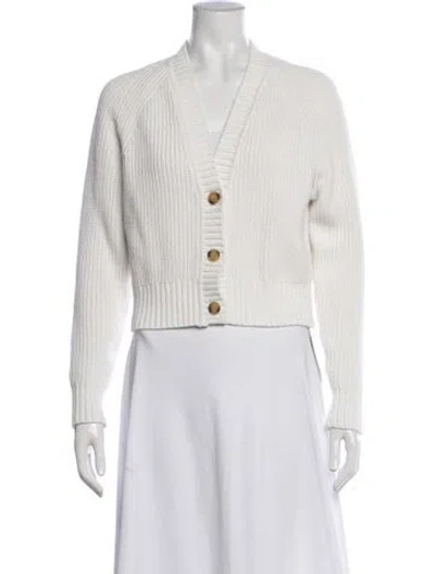 Pre-owned White + Warren V-neck Sweater In White