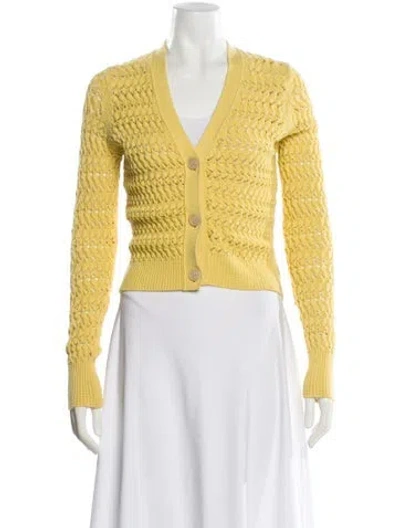 Pre-owned White + Warren V-neck Sweater In Yellow