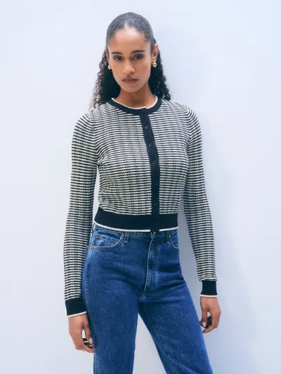 White + Warren White & Warren Bouclé Cardigan Sweater In Midnight In Blue