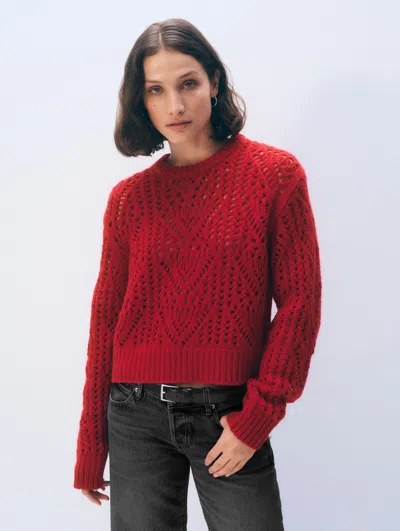 White + Warren White & Warren Cashmere Blend Crewneck Sweater Top In Chili