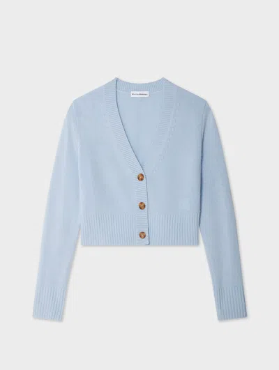 White + Warren White & Warren Cashmere Button Cardigan Sweater In Pale Blue Mist