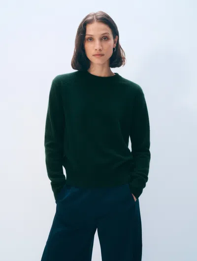 White + Warren White & Warren Cashmere Crew Sweater In Dark Emerald