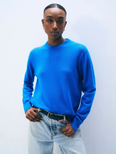 White + Warren White & Warren Cashmere Crewneck Top In Azure In Blue