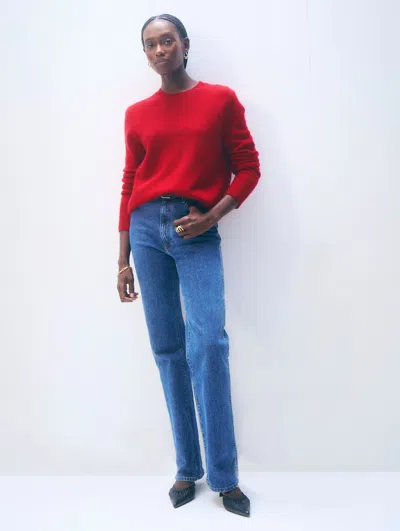 White + Warren White & Warren Cashmere Crewneck Top In Crimson In Red