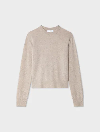 White + Warren White & Warren Cashmere Crewneck Top In Sand Wisp Heather In Neutral