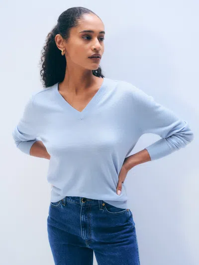 White + Warren White & Warren Cashmere Linen Pullover In Blue