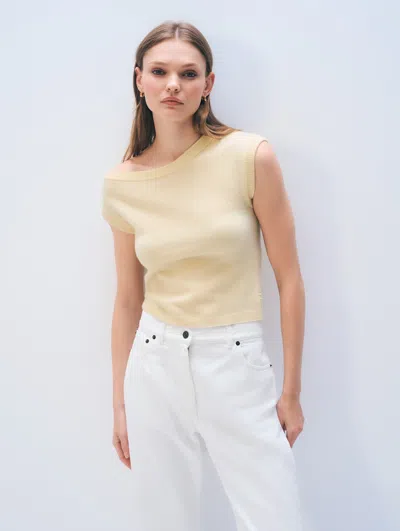 White + Warren White & Warren Cashmere Off Shoulder Top In Lemonade