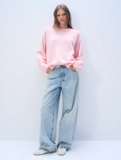 White + Warren White & Warren Cashmere Oversized Saddle Sleeve Crewneck Top In Clay Pink