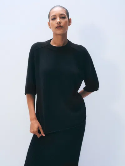 White + Warren White & Warren Cashmere Oversized Tee Top In Black