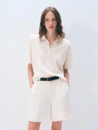 White + Warren White & Warren Cashmere Polo Sweater In White
