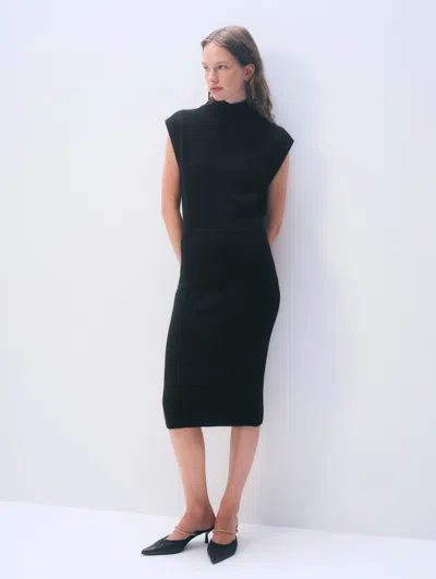 White + Warren White & Warren Cashmere Sleeveless Dress In Black