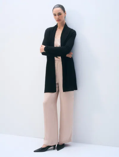 White + Warren White & Warren Cashmere Trapeze Cardigan Sweater In Black-