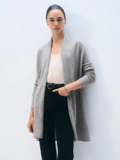 White + Warren White & Warren Cashmere Trapeze Cardigan Sweater In Grey
