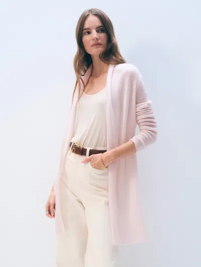 White + Warren White & Warren Cashmere Trapeze Cardigan Sweater In Pink Sand In Gold