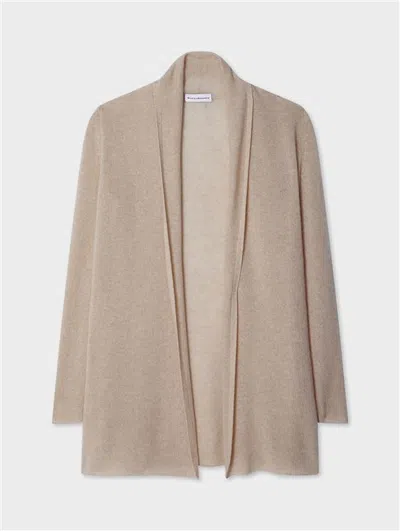 White + Warren White & Warren Cashmere Trapeze Cardigan Sweater In Sand Wisp Heather In Nude