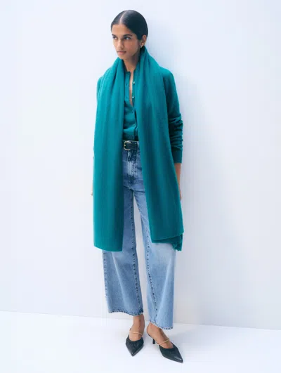 White + Warren White & Warren Cashmere Travel Wrap In Deep Water Teal