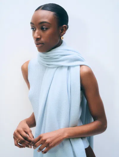 White + Warren White & Warren Cashmere Travel Wrap In Pastel Blue