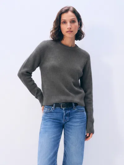 White + Warren White & Warren Cashmere Waffle Sweatshirt In Graphite Heather