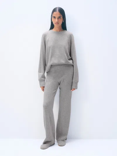 White + Warren White & Warren Cashmere Wide Leg Pant In Grey Heather