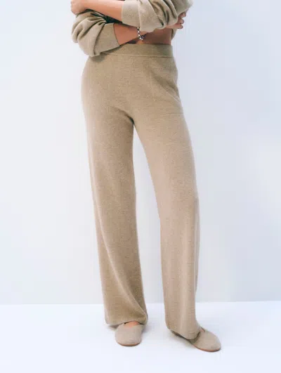 White + Warren White & Warren Cashmere Wide Leg Pant In Taupe Heather