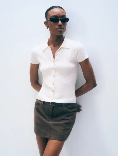 White + Warren White & Warren Linen Blend Top In White