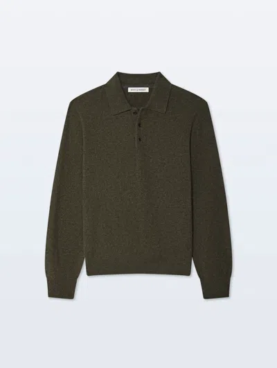 White + Warren White & Warren Men's Cashmere Polo Sweater In Thyme Heather
