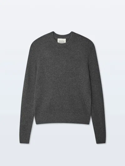White + Warren White & Warren Mens Cashmere Blend Waffle Crewneck Top In Dark Granite