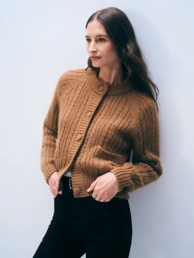 White + Warren White & Warren Mohair Blend Cardigan Sweater In Brown