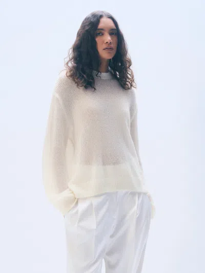 White + Warren White & Warren Mohair Luxe Oversized Crewneck 1 Top In Ivory