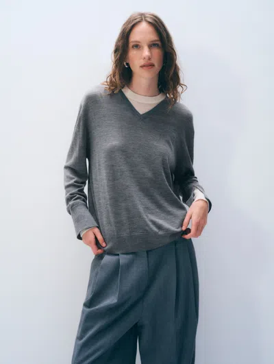 White + Warren White & Warren Superfine Merino Layered V-neck Sweater In Ivory