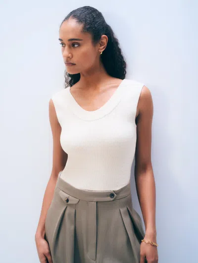White + Warren White & Warren Superfine Merino Wool Tank Top In Ivory