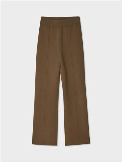 White + Warren White & Warren Superfine Organic Cotton Kick Flare Pant In Dark Sage In Brown