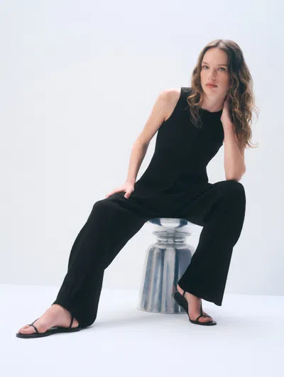 White + Warren White & Warren Superfine Viscose Palazzo Pants In Black