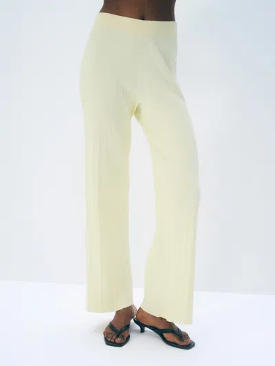 White + Warren White & Warren Superfine Viscose Palazzo Pants In Frosted Lemon In Yellow