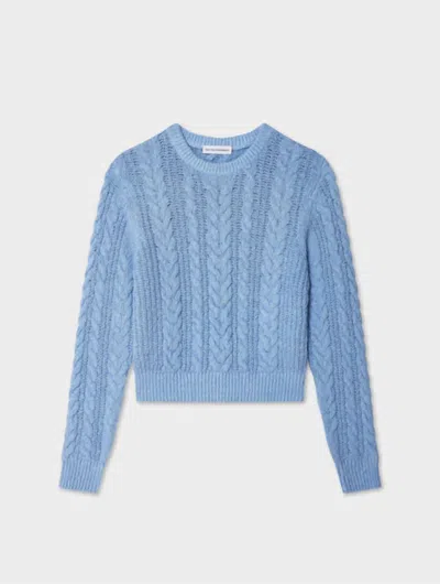 White + Warren Women's Fine Cotton Boucle Striped Crewneck Sweater In Blue