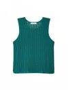 White + Warren Women's Hand Crochet Lofty Cotton Tank Top In Teal Green In Green