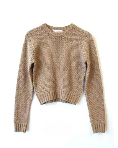 White + Warren Women's Mercerized Cotton Textured Crew Sweater In Warm Stone In Brown