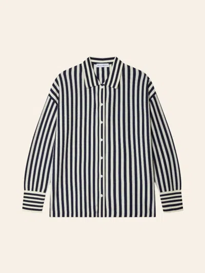 White + Warren Women's Striped Shirt In Navy White In Multi