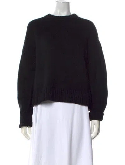 Pre-owned White + Warren Wool Crew Neck Sweater In Black