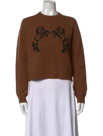 Pre-owned White + Warren Wool Graphic Print Sweater In Brown