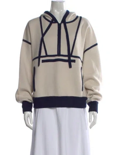 Pre-owned White + Warren Wool Graphic Print Sweater In Neutral