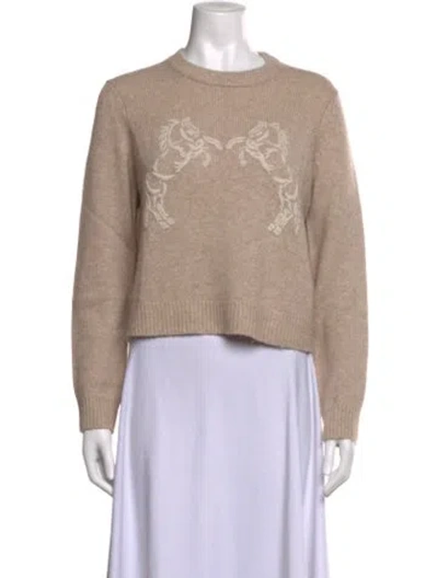 Pre-owned White + Warren Wool Graphic Print Sweater In Neutrals