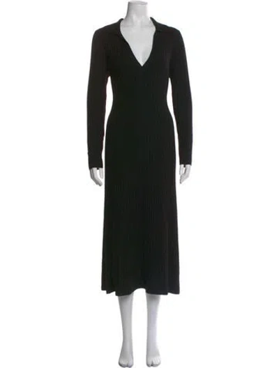 Pre-owned White + Warren Wool Long Dress In Black