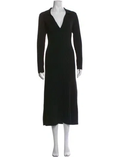 Pre-owned White + Warren Wool Long Dress In Black